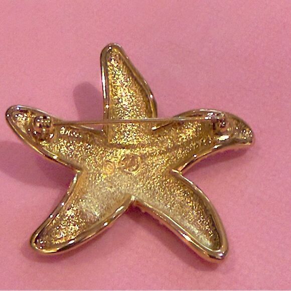 Vintage Swarovski gold crystal starfish pin 2” - Picture 4 of 9